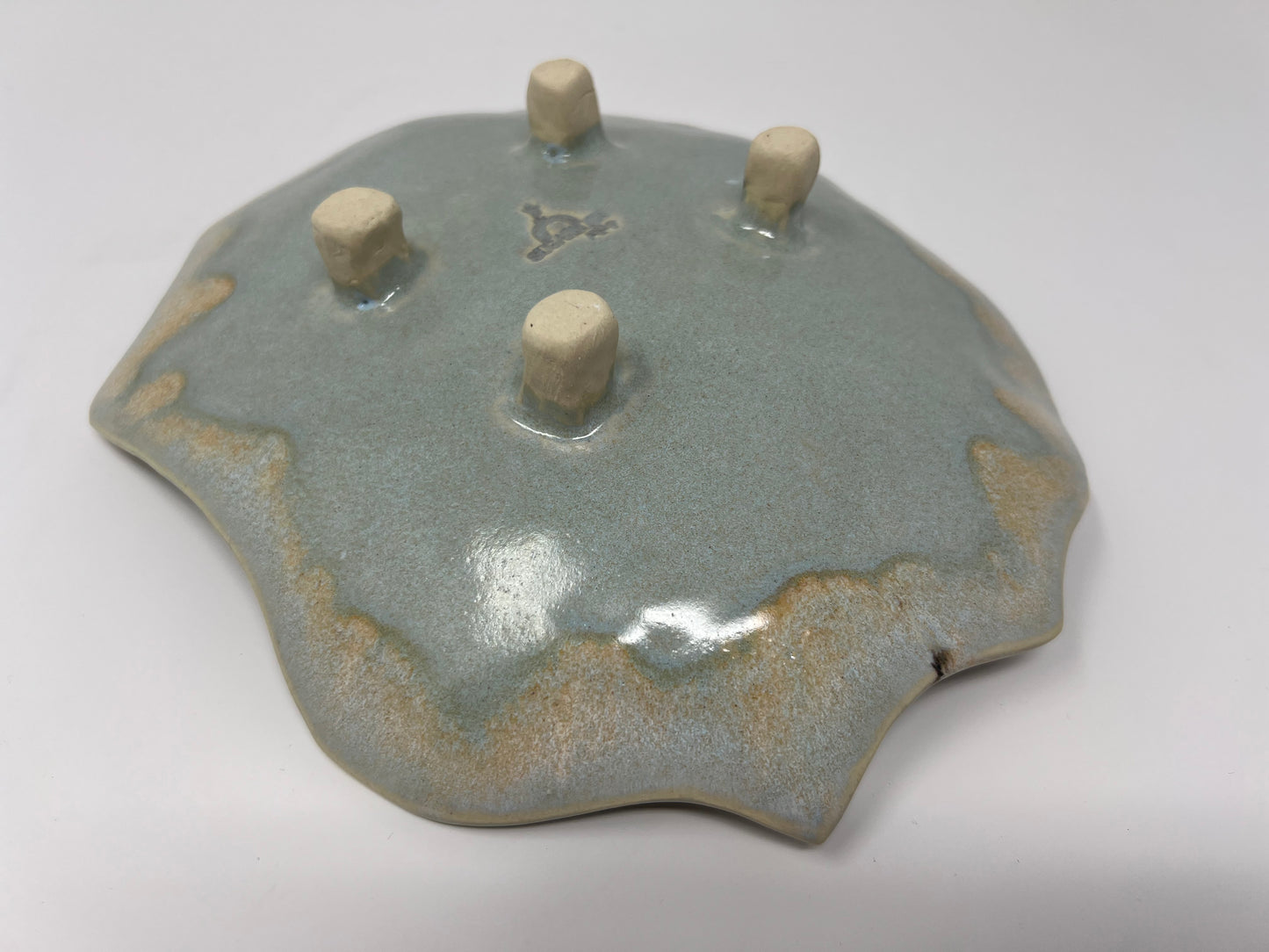 Footed Decorative Display Dish | Handmade Pottery & Ceramics | Frosted Indigo Drift