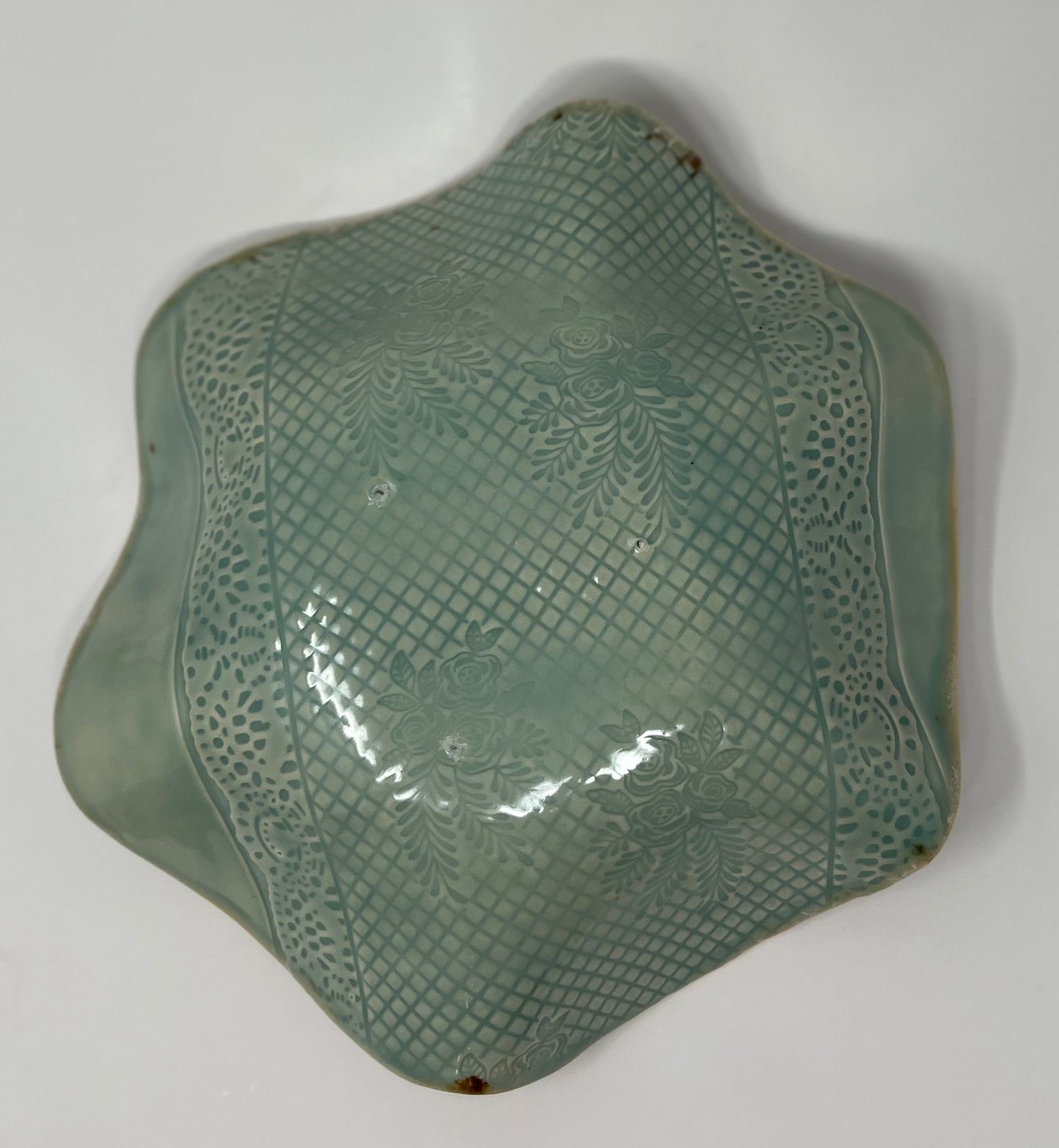 Small Wavy Bowl | Handmade Pottery & Ceramics | Riverstone Bloom - Cream & Mineral Accents