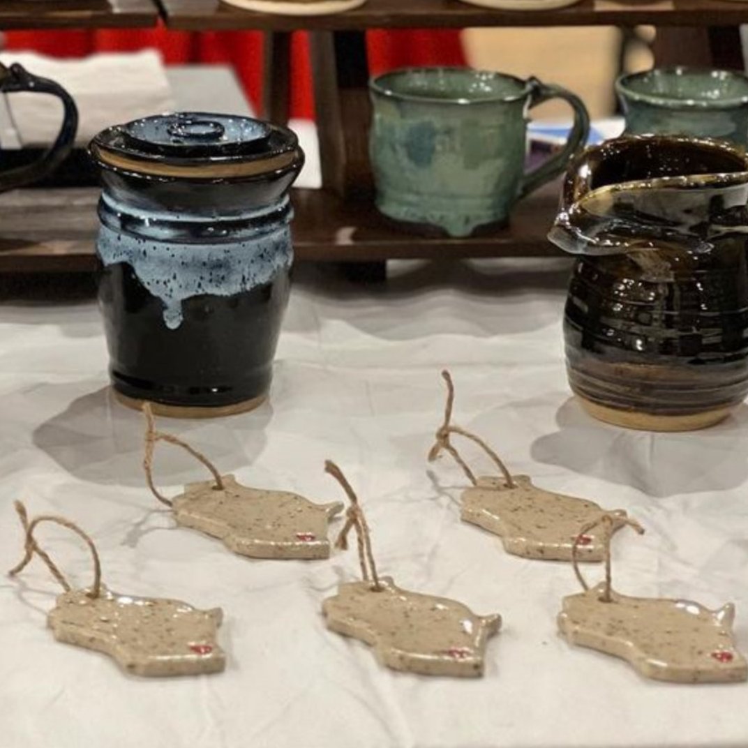 Handmade Ceramic Wisconsin Shaped Ornaments