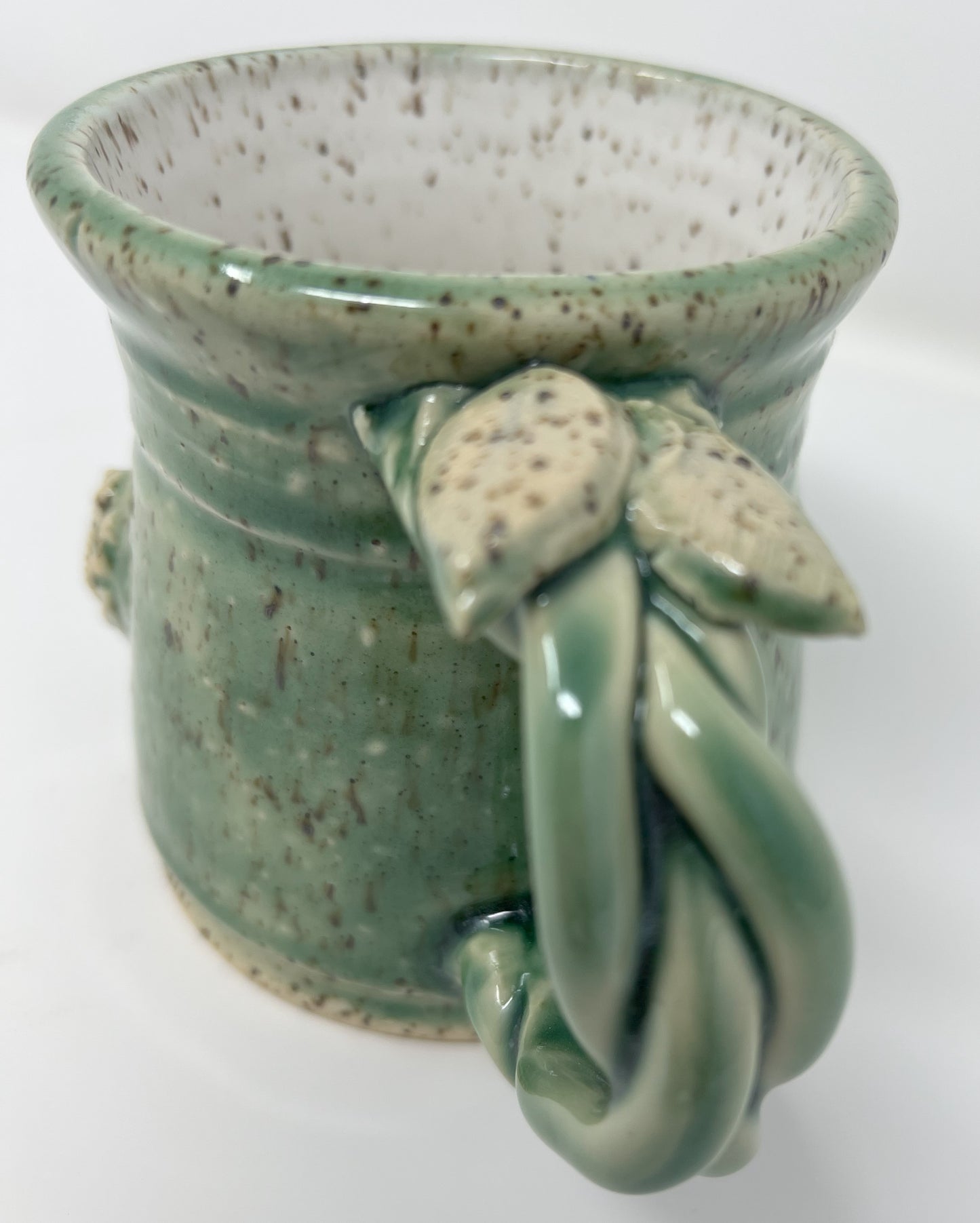 Coffee Mug | Handmade Pottery & Ceramics | Speckled Frog Mug with Vine Handle