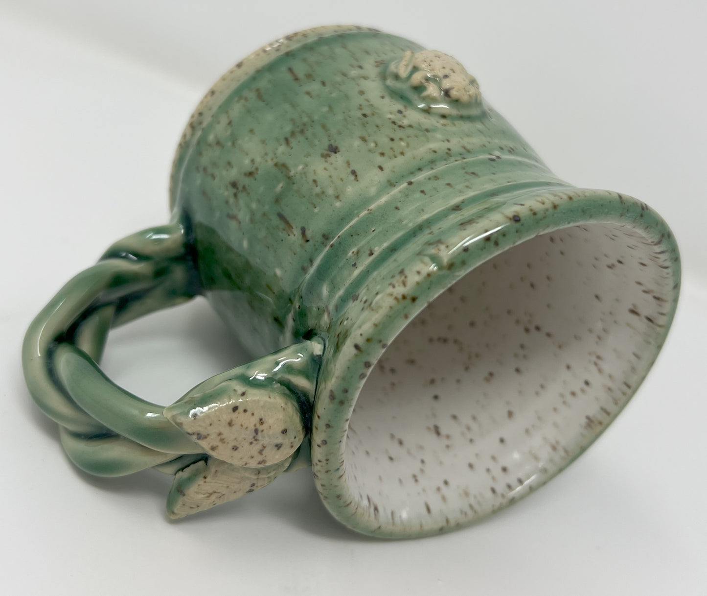 Coffee Mug | Handmade Pottery & Ceramics | Speckled Frog Mug with Vine Handle