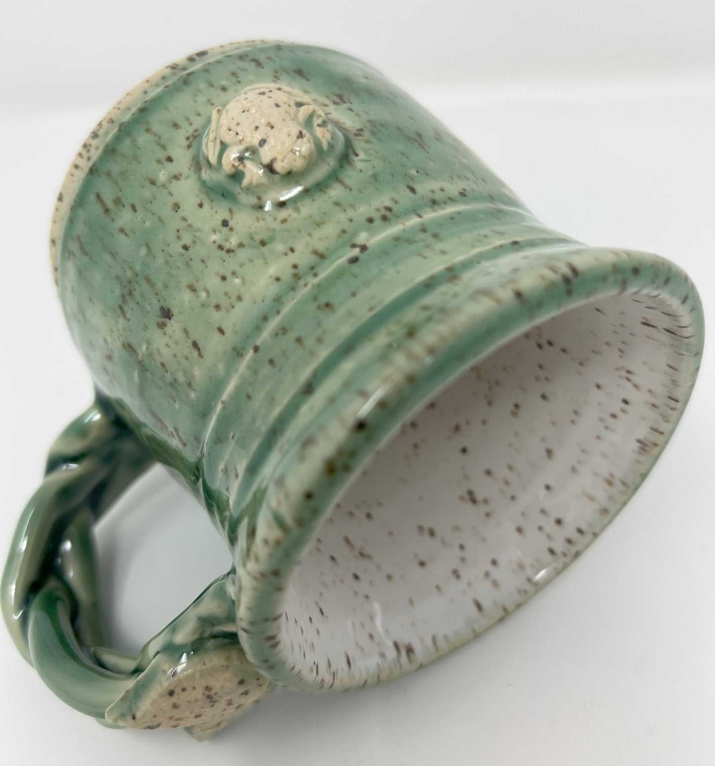 Coffee Mug | Handmade Pottery & Ceramics | Speckled Frog Mug with Vine Handle