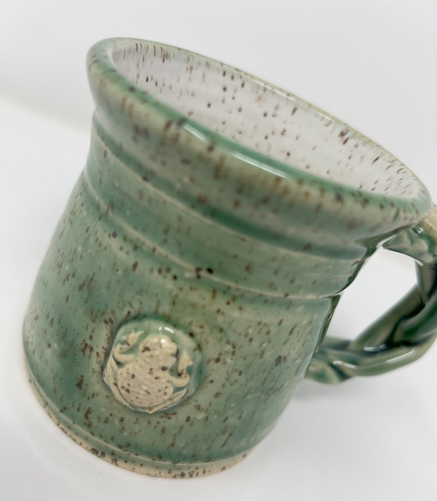 Coffee Mug | Handmade Pottery & Ceramics | Speckled Frog Mug with Vine Handle