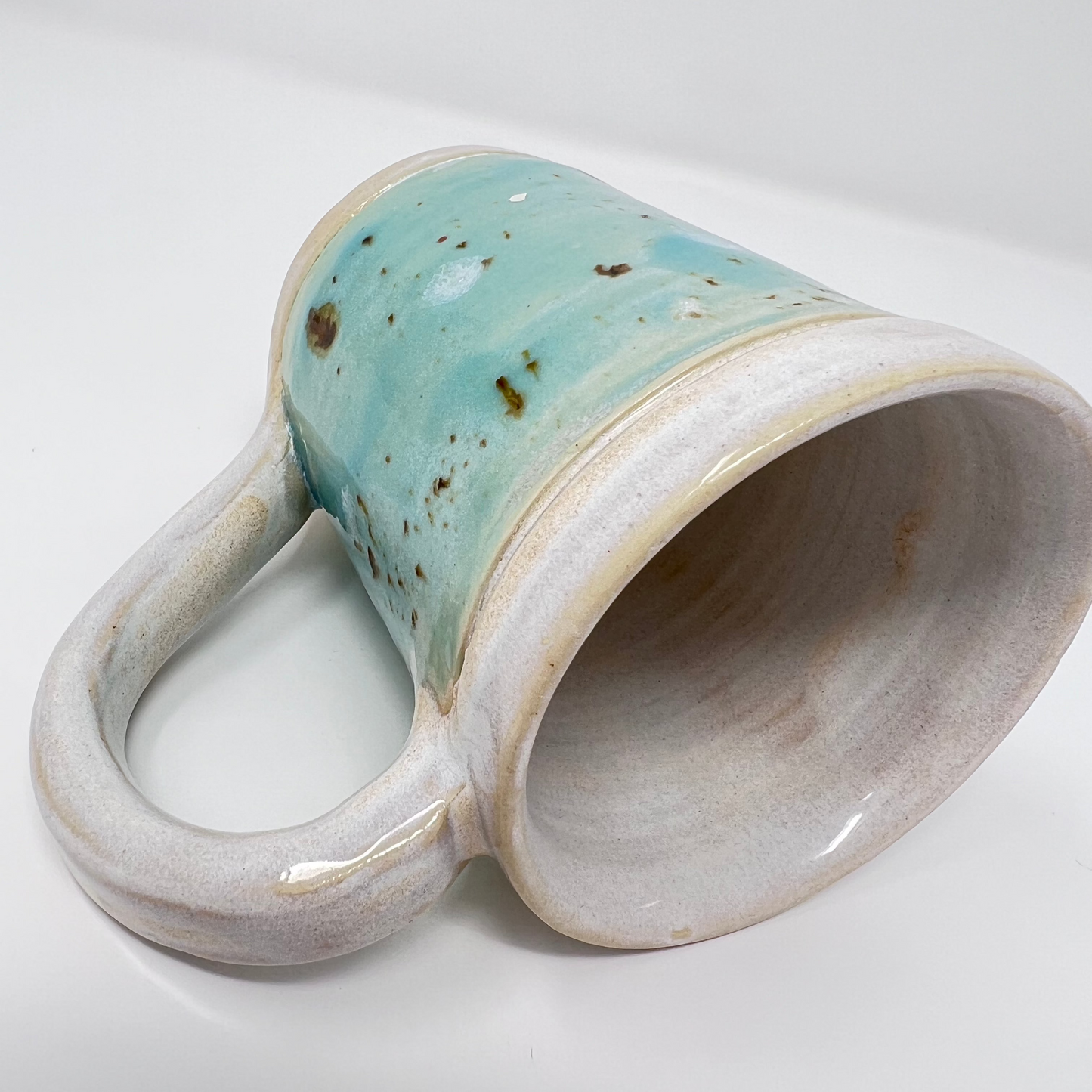 Handmade Ceramic Coffee Mug - Seabreeze Splash Glazing - Side view