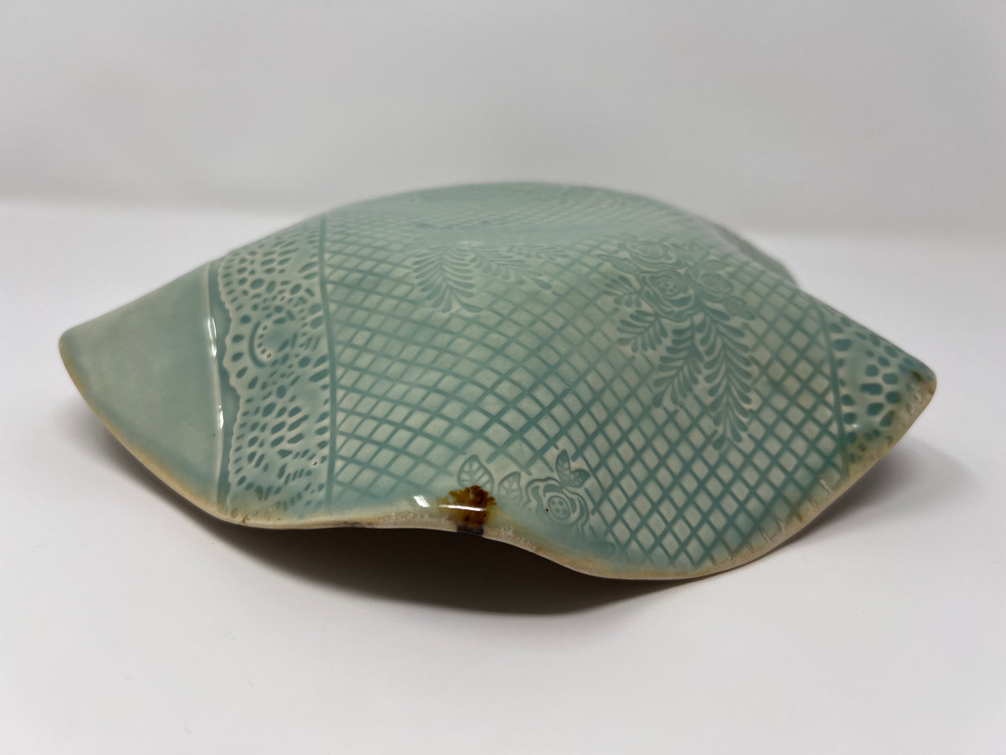 Small Wavy Bowl | Handmade Pottery & Ceramics | Riverstone Bloom - Cream & Mineral Accents