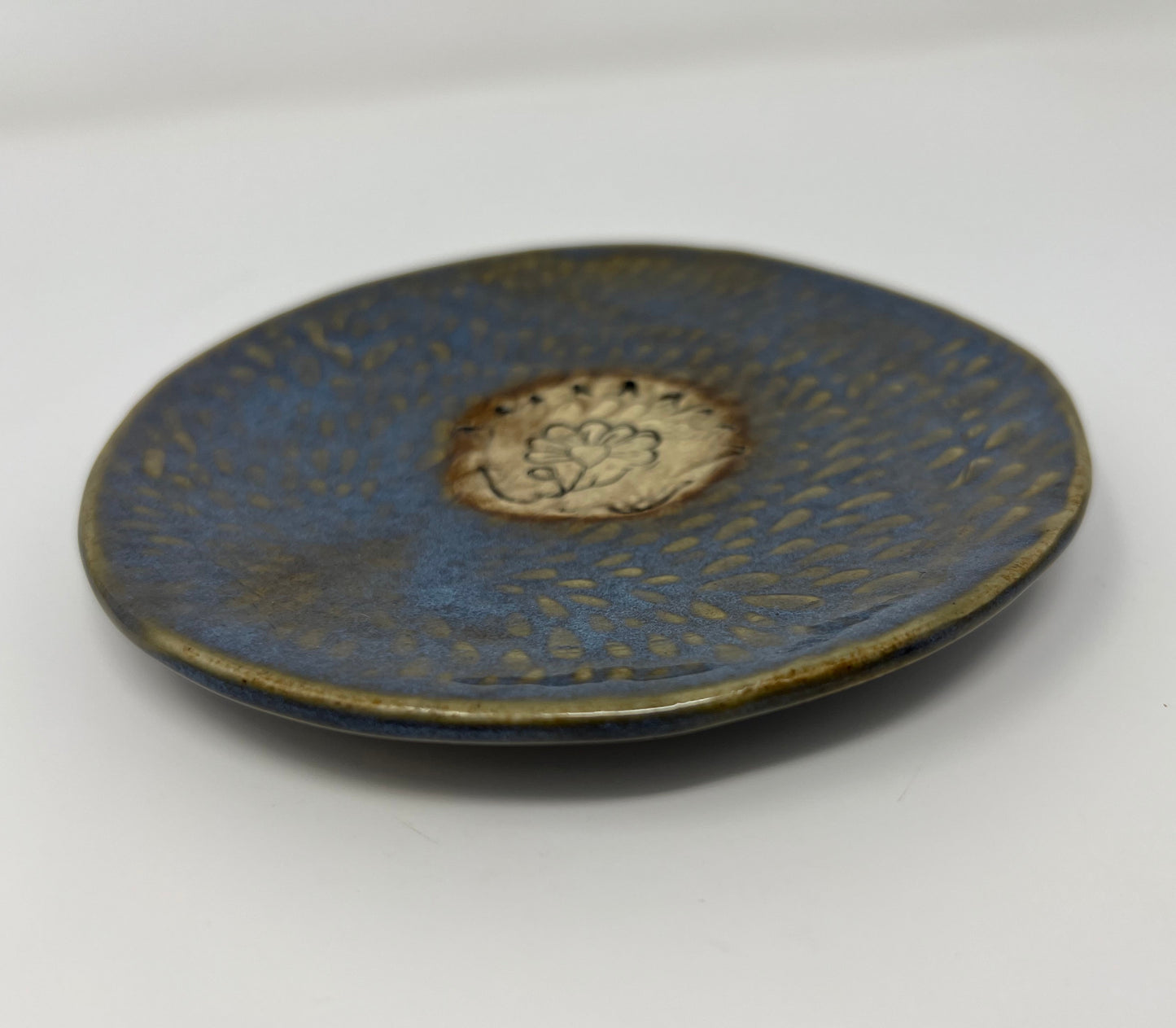 Round Trinket Dish | Handmade Pottery & Ceramics | Blue Ember Collection – Floral Medallion Center