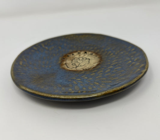 Round Trinket Dish | Handmade Pottery & Ceramics | Blue Ember Collection – Floral Medallion Center