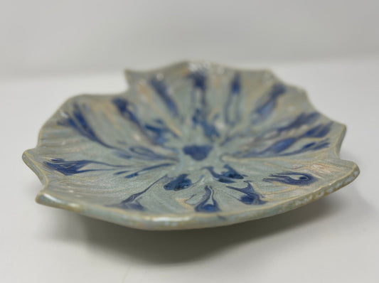 Footed Decorative Display Dish | Handmade Pottery & Ceramics | Frosted Indigo Drift
