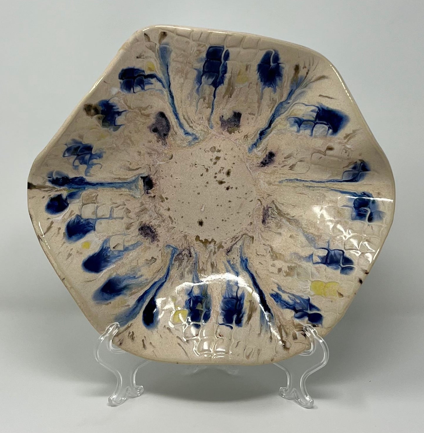 Small Wavy Bowl | Handmade Pottery & Ceramics | Riverstone Bloom - Cream & Mineral Accents