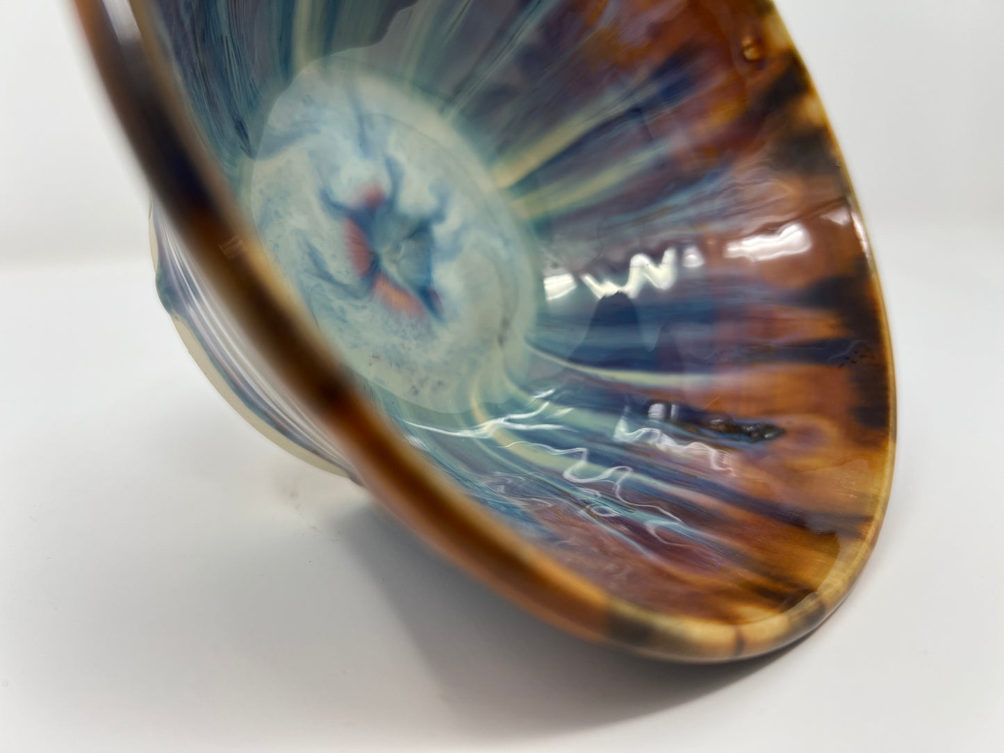 Small Bowl | Handmade Pottery & Ceramics | Aurora Ember Collection – Swirled Blue & Copper Interior