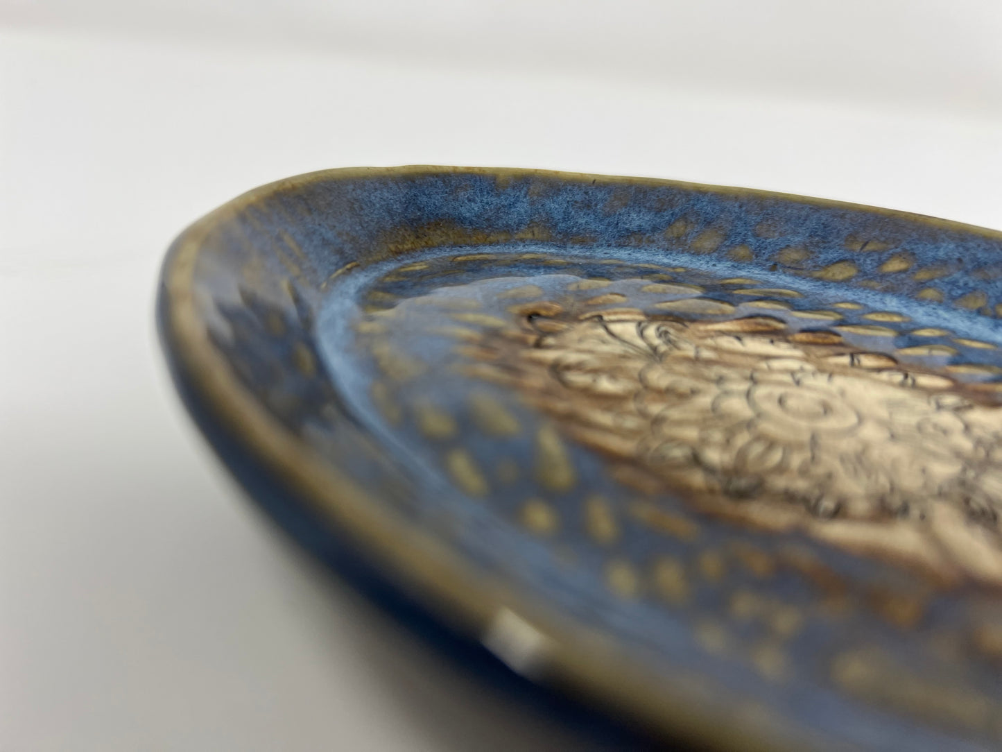 Oval Trinket & Soap Dish | Handmade Pottery & Ceramics | Blue Ember Collection – Elongated Floral Design