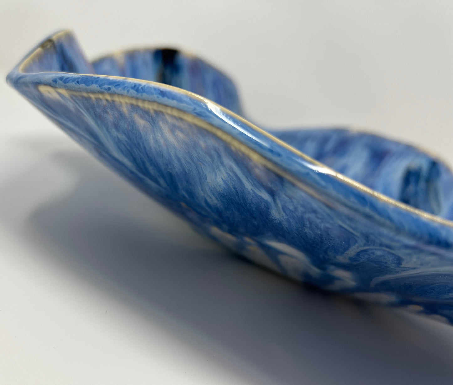 Large Wavy Bowl | Handmade Pottery & Ceramics | Glacial Surge (Artist Second)