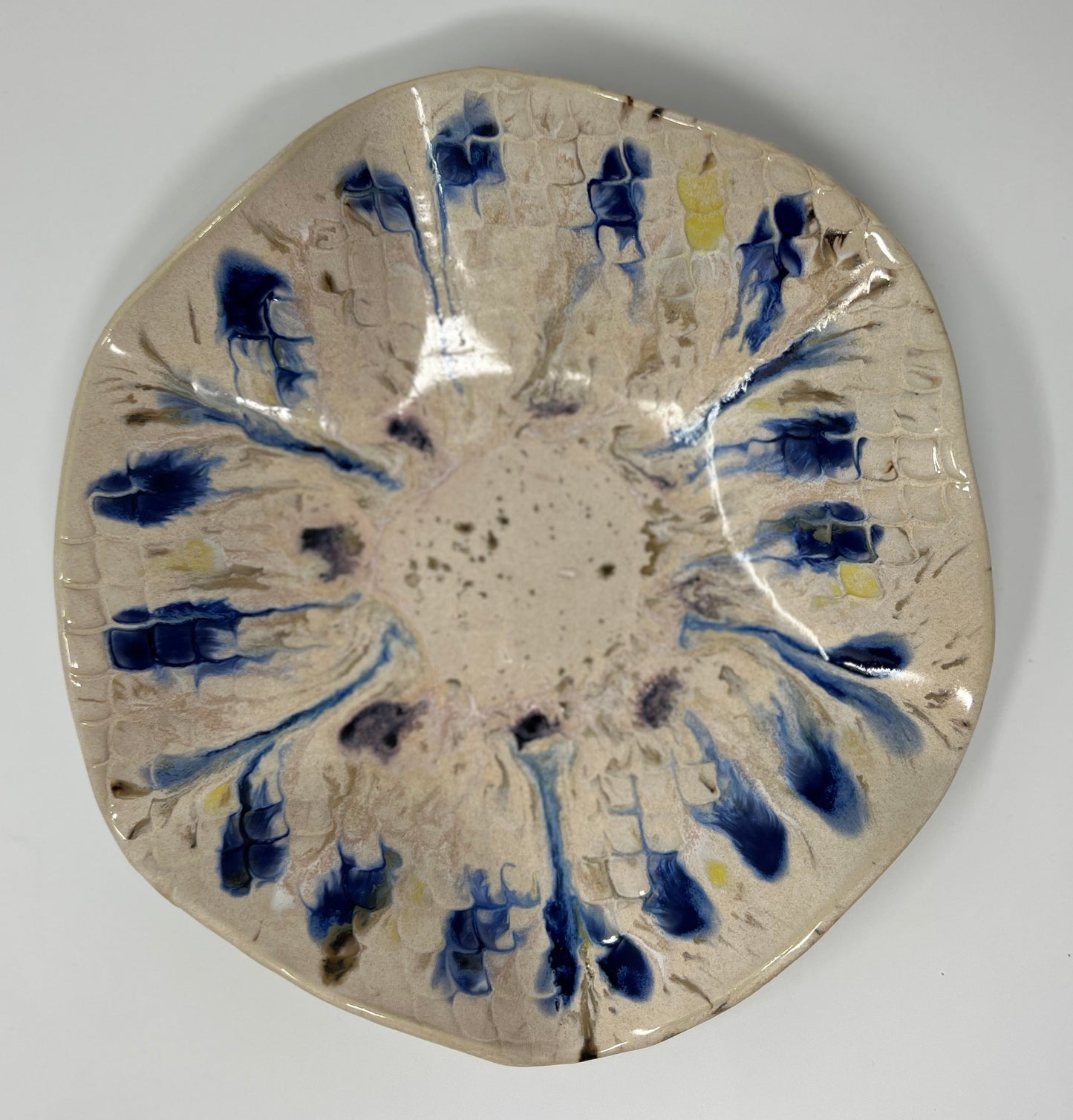 Small Wavy Bowl | Handmade Pottery & Ceramics | Riverstone Bloom - Cream & Mineral Accents