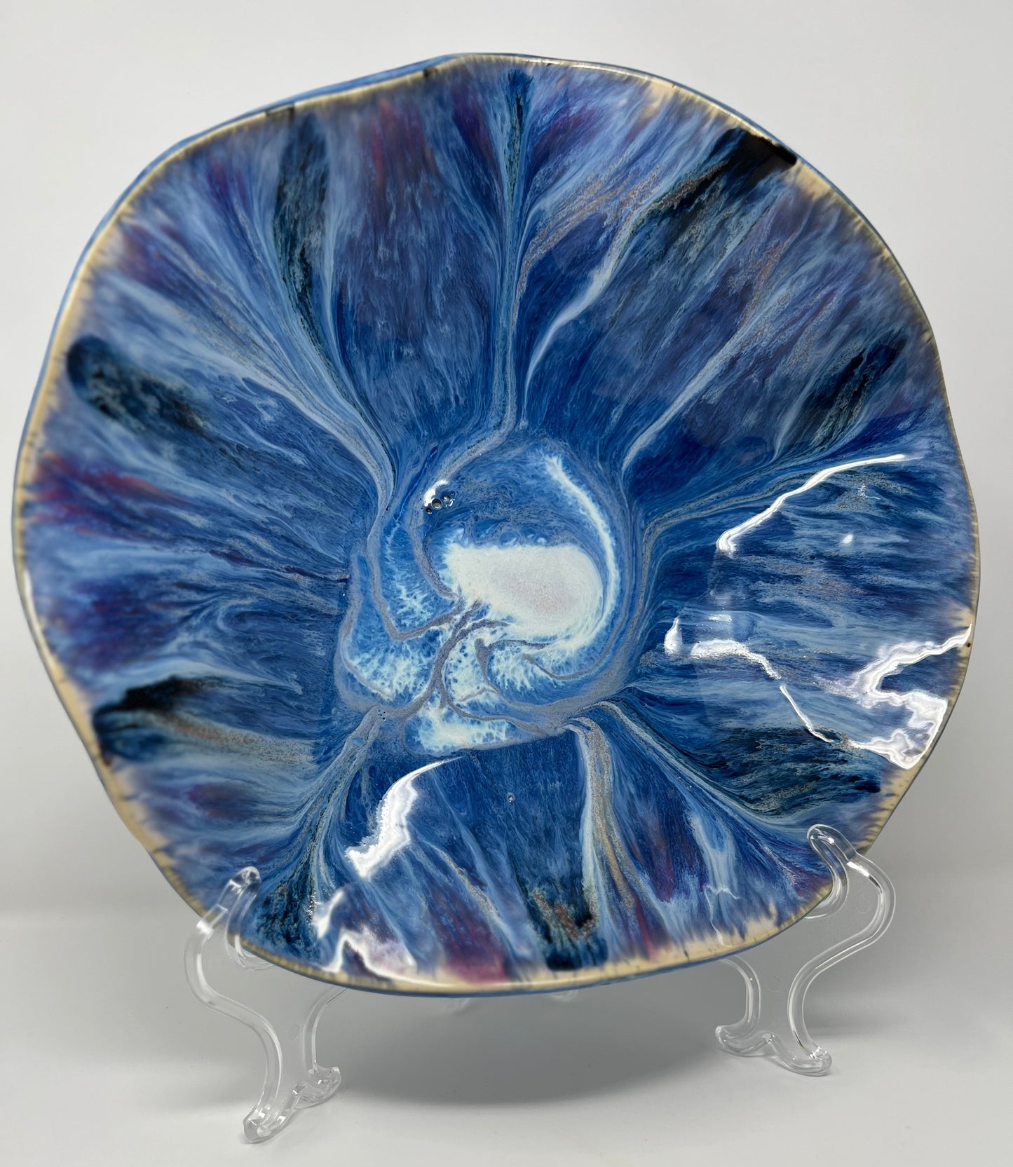 Large Wavy Bowl | Handmade Pottery & Ceramics | Glacial Surge (Artist Second)