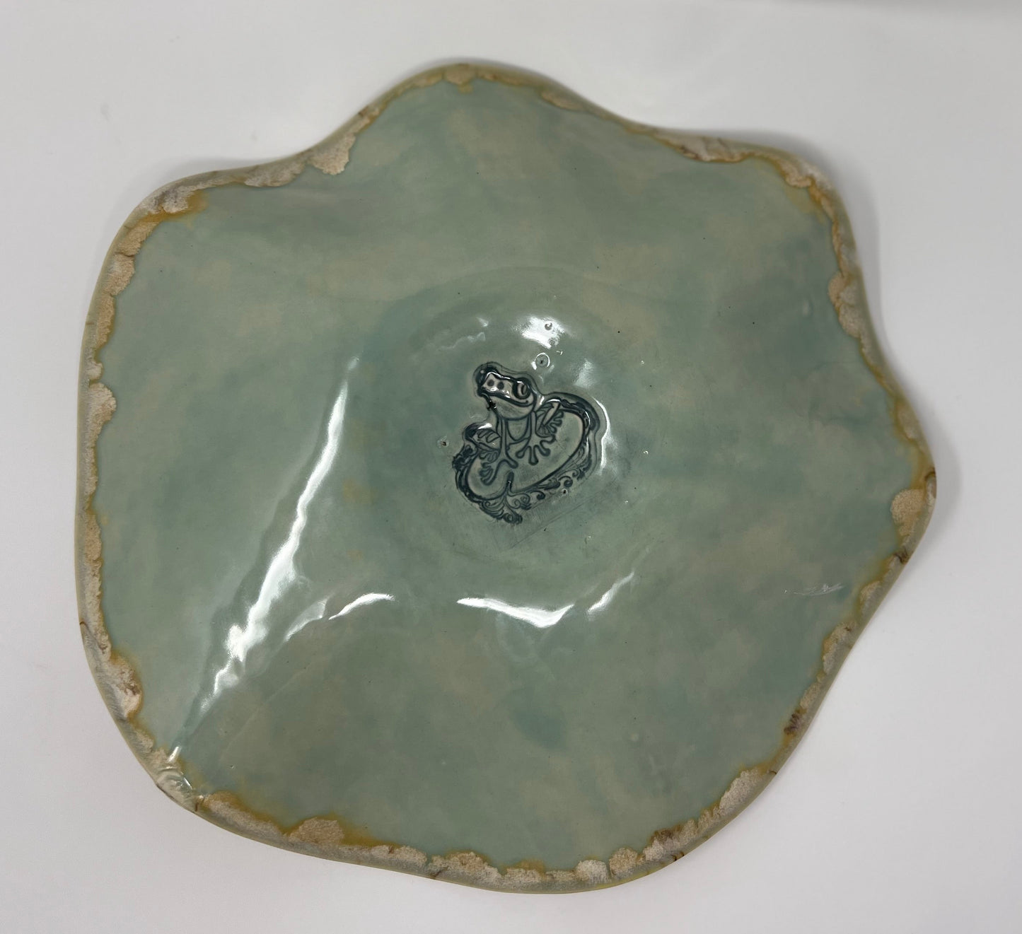 Large Wavy Bowl | Handmade Pottery & Ceramics | Riverstone Bloom - Cream & Mineral Accents