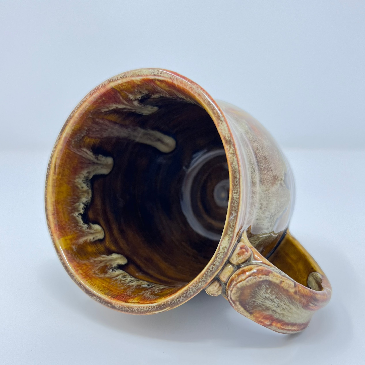 Coffee Mug | Handmade Pottery & Ceramics | Earthy Drip Glaze with Sculpted Handle