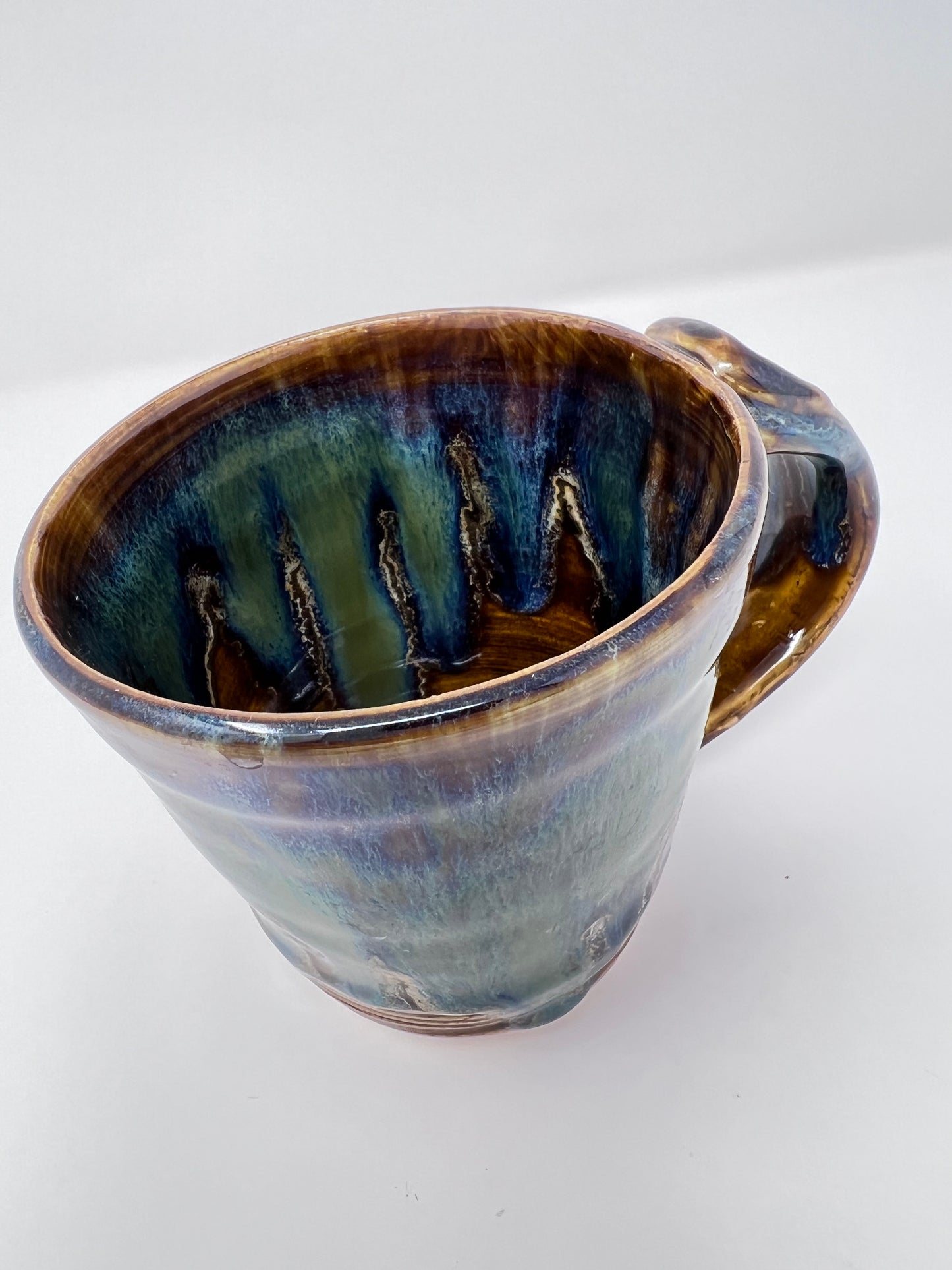 Handmade Ceramic Coffee Mug - Peacock Glazing - Inside view