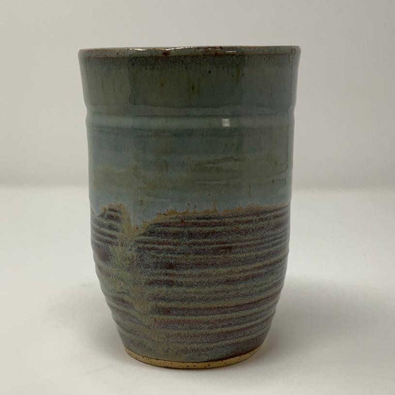 Handmade Ceramic Vase - Dark Moss Green Glazing