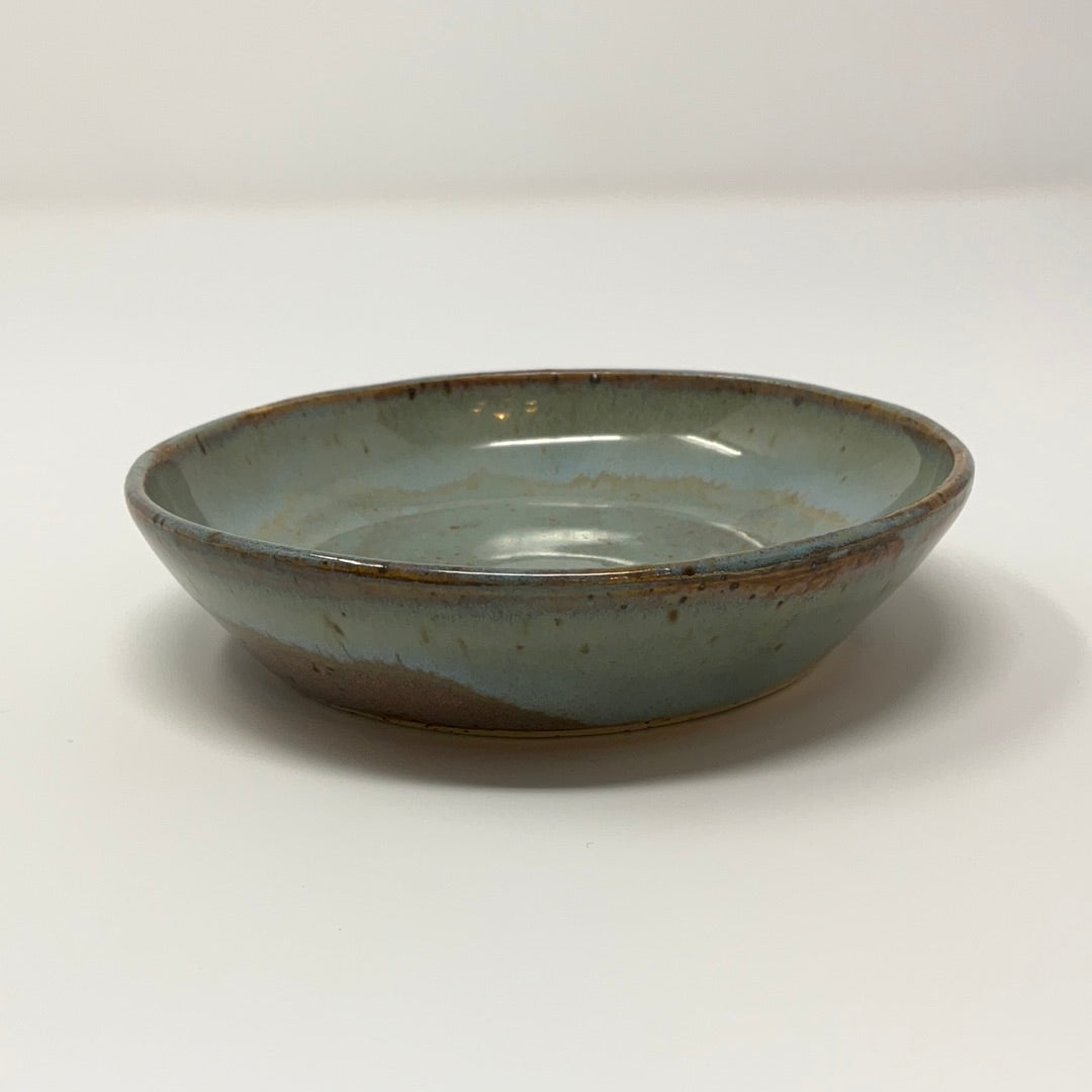 Handmade Ceramic Trinket Dish - Antique Blue Glazing - Side view