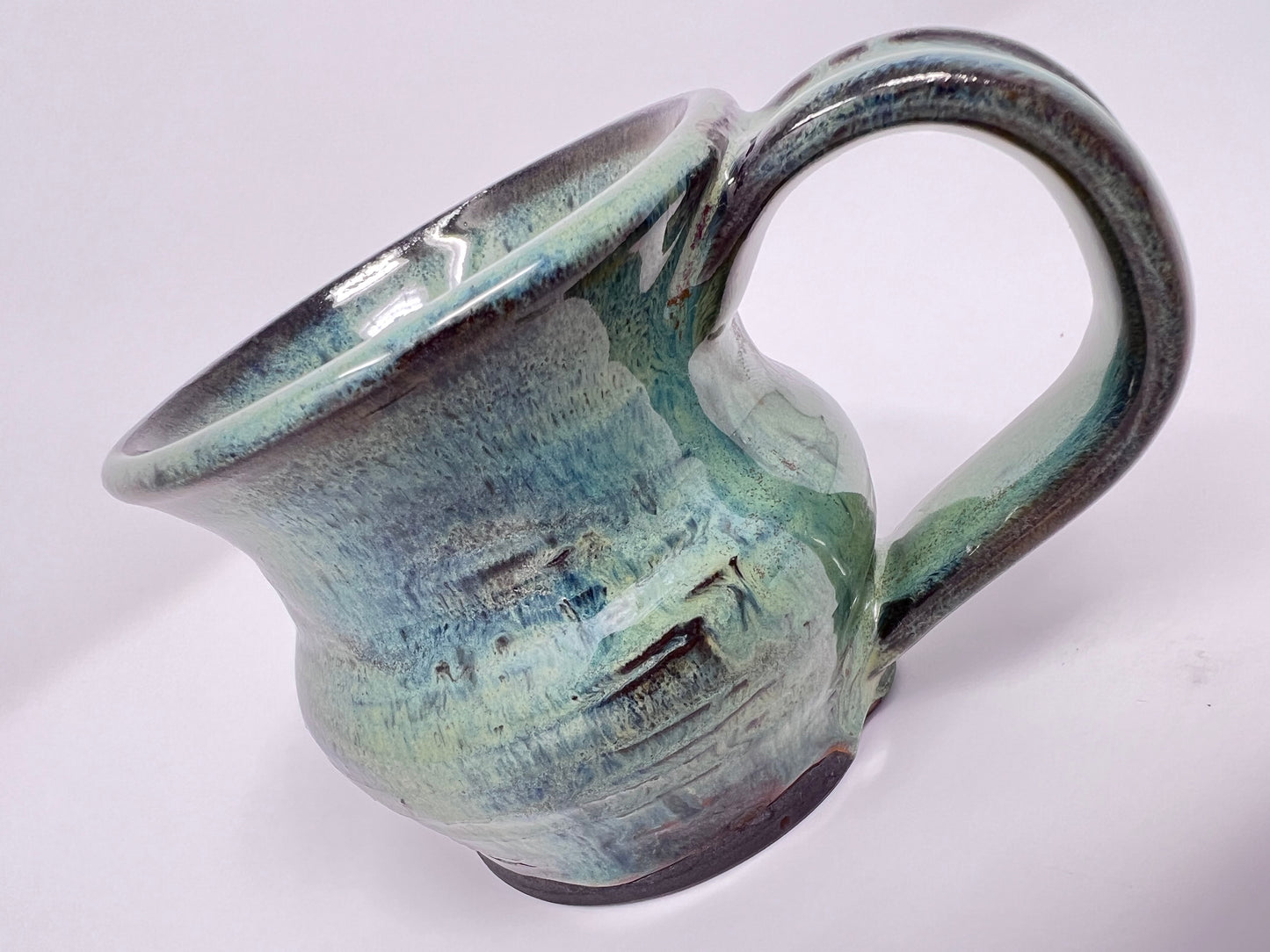 Handmade Ceramic Coffee Mug - Moss Green Glazing - Side view