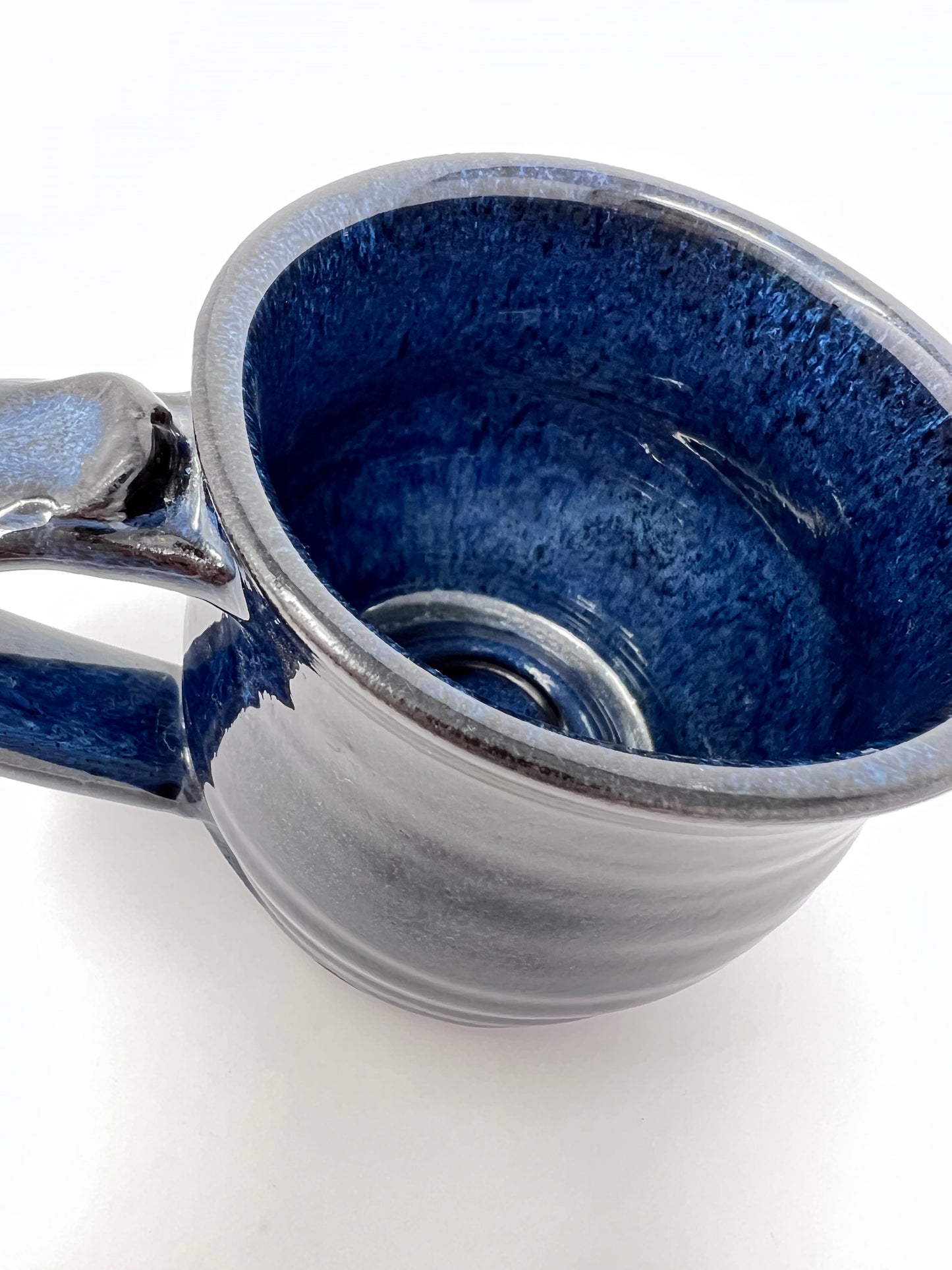 Handmade Ceramic Coffee Mug -Deep Sea Glazing - Enlarged Inside/Handle view