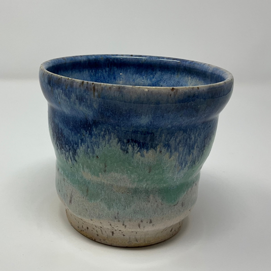 Handmade Ceramic Planter - Speckled Clay with Ocean Cascade Glazing