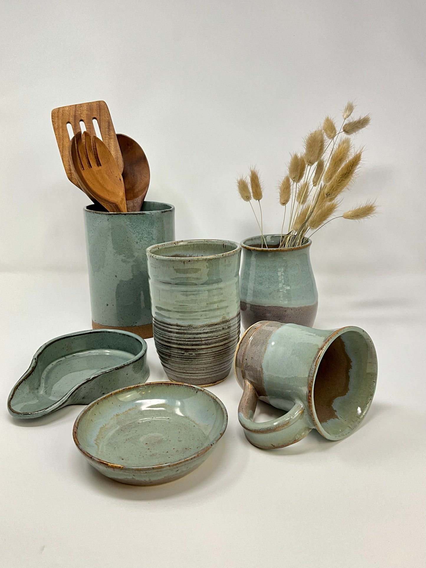 Handmade Ceramic Trinket Dish - Antique Blue Glazing - Kitchen Set