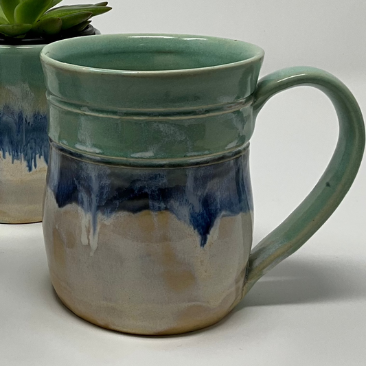 Handmade Ceramic Coffee Mug - Ocean Tide Cascade Glazing