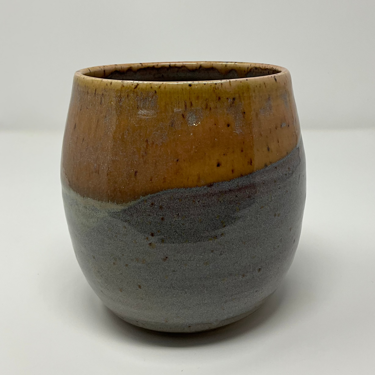 Handmade Ceramic Vase - Speckled Clay with Golden Antique Blue Glazing