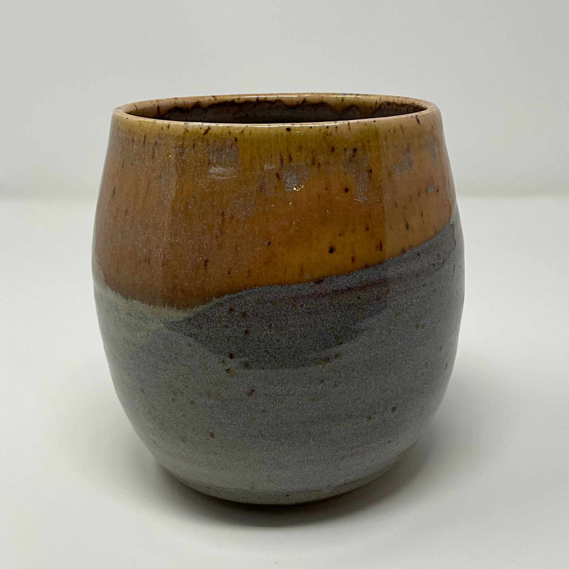 Handmade Ceramic Vase - Speckled Clay with Golden Antique Blue Glazing