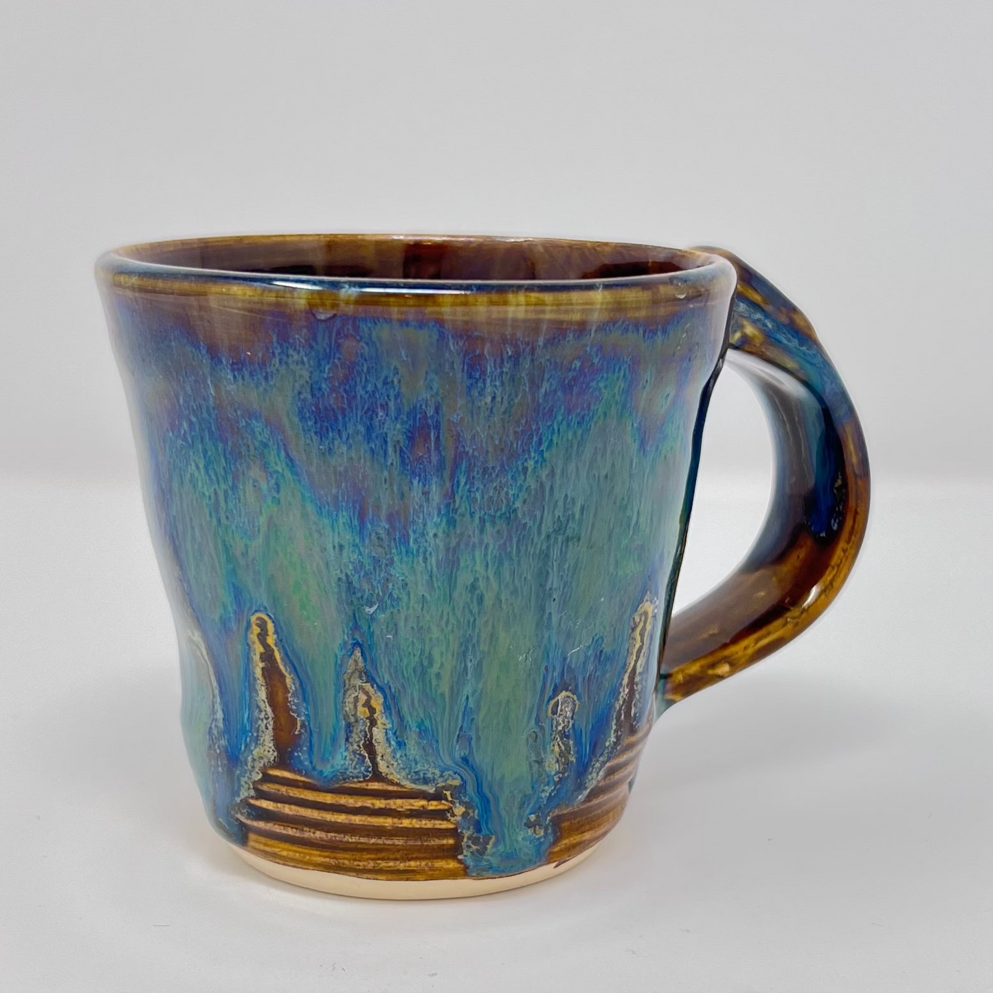 Handmade Ceramic Coffee Mug - Peacock Glazing