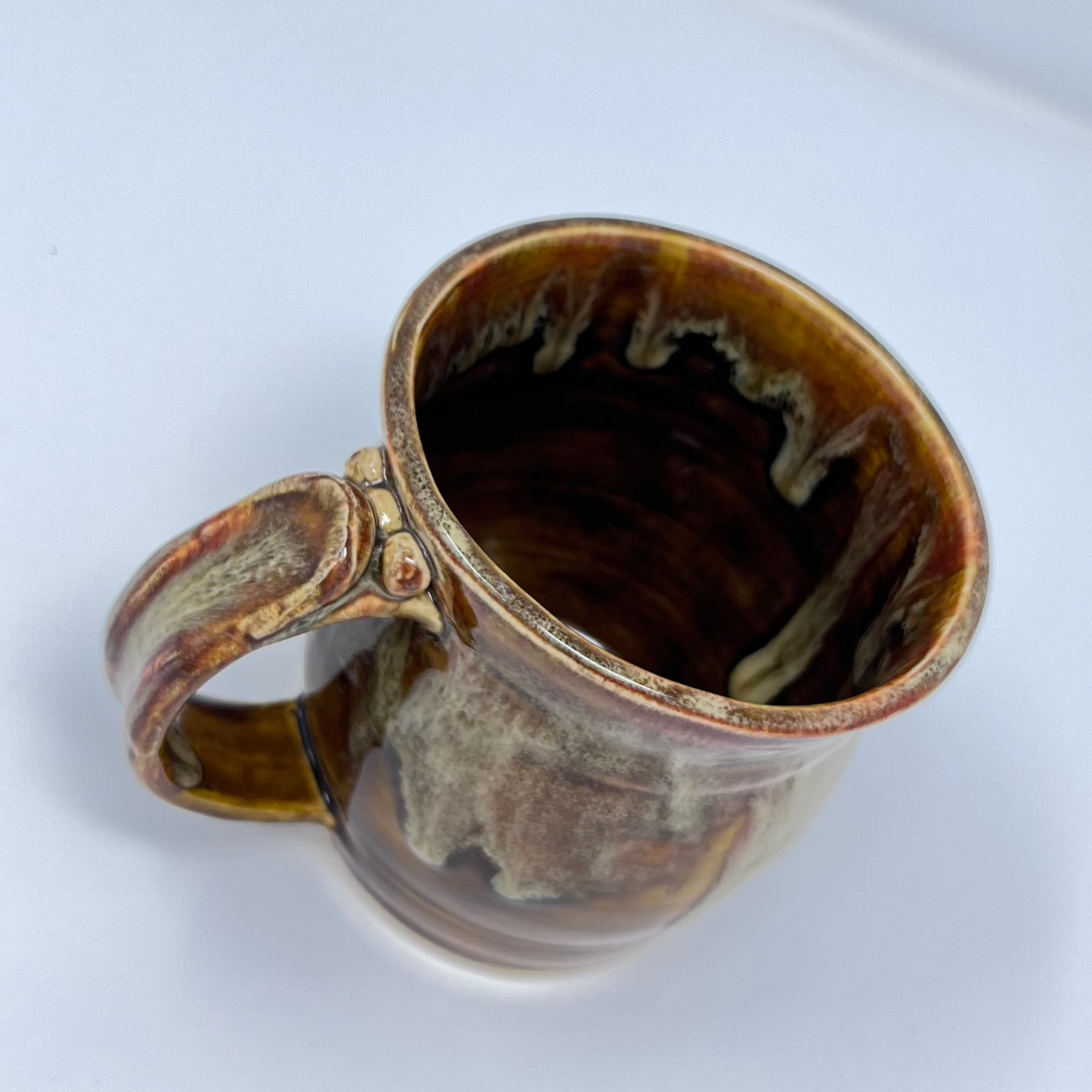 Coffee Mug | Handmade Pottery & Ceramics | Earthy Drip Glaze with Sculpted Handle