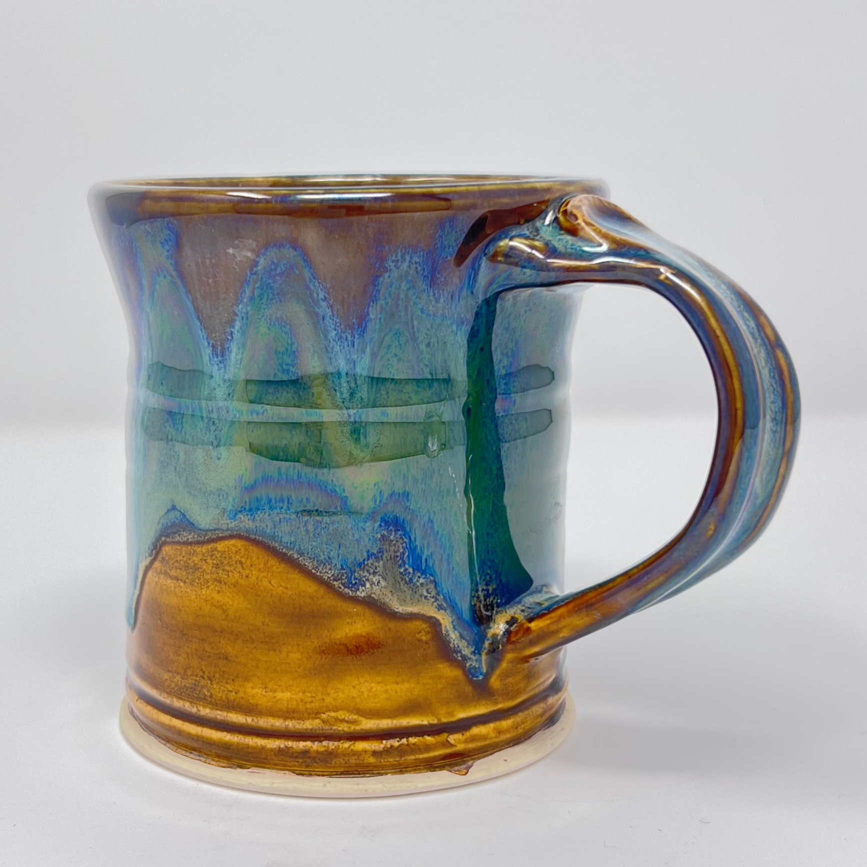 Handmade Ceramic Coffee Mug - Peacock Glazing