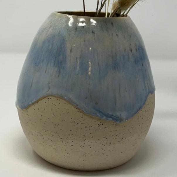 Handmade Ceramic Vase - Speckled Clay with Ocean Cascade Glazing