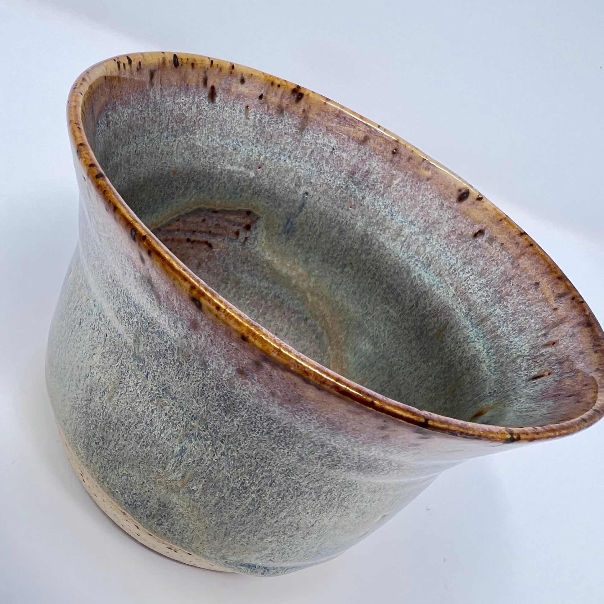 Handmade Ceramic Planter - Antique Glazing Over Speckled Clay - Enlarged Inside view