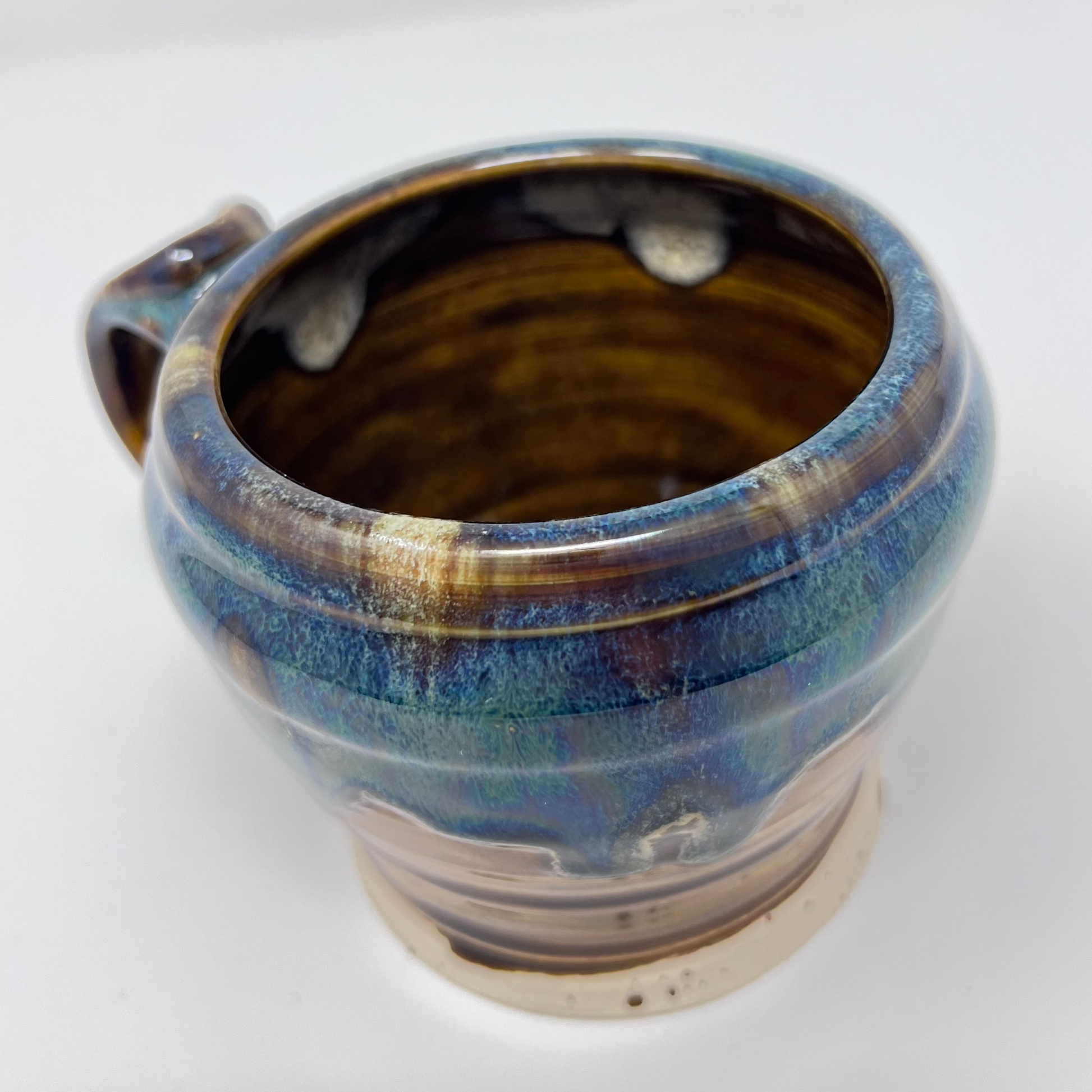 Handmade Ceramic Coffee Mug - Peacock Glazing - Inside view