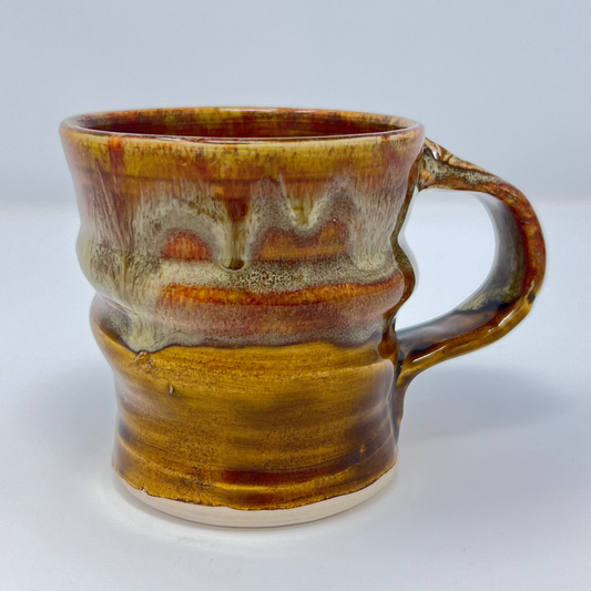 Coffee Mug | Handmade Pottery & Ceramics | Earthy Drip Glaze with Sculpted Handle