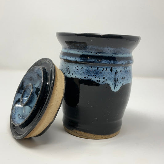 Handmade Ceramic Lidded Jar - Starry Nightfall Glazing