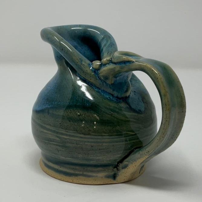 Handmade Ceramic Pitcher Shaped Small Vase - Pitcher Shaped Mossy Green Glazing